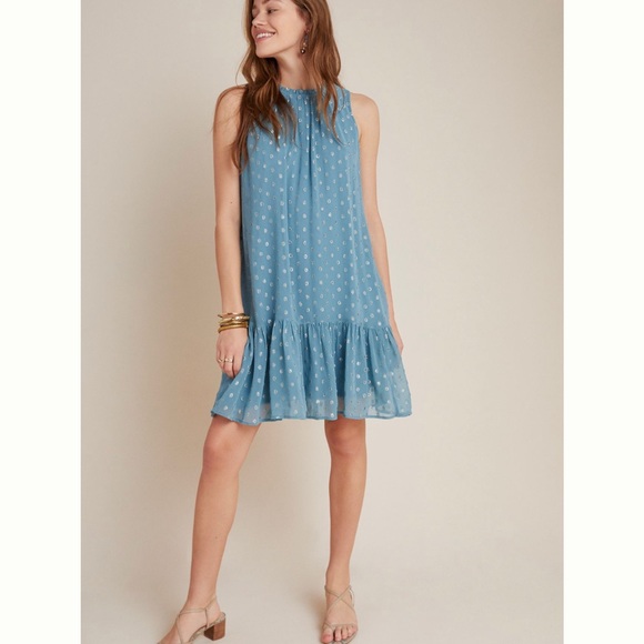 Anthropologie | Dresses | Anthropologie Dusty Blue Swing Dress | Poshmark